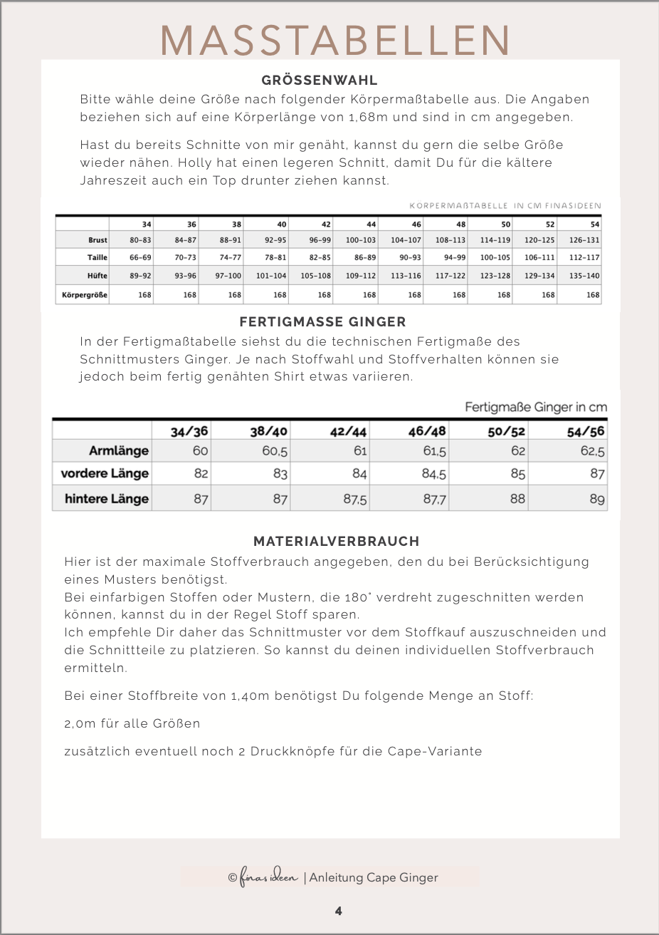 Basic Cape Ginger (Papierschnittmuster) - FinasIdeen
