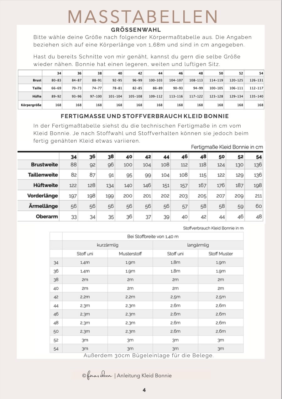 Bonnie - Kleid mit Raffung (Papierschnittmuster) - FinasIdeen