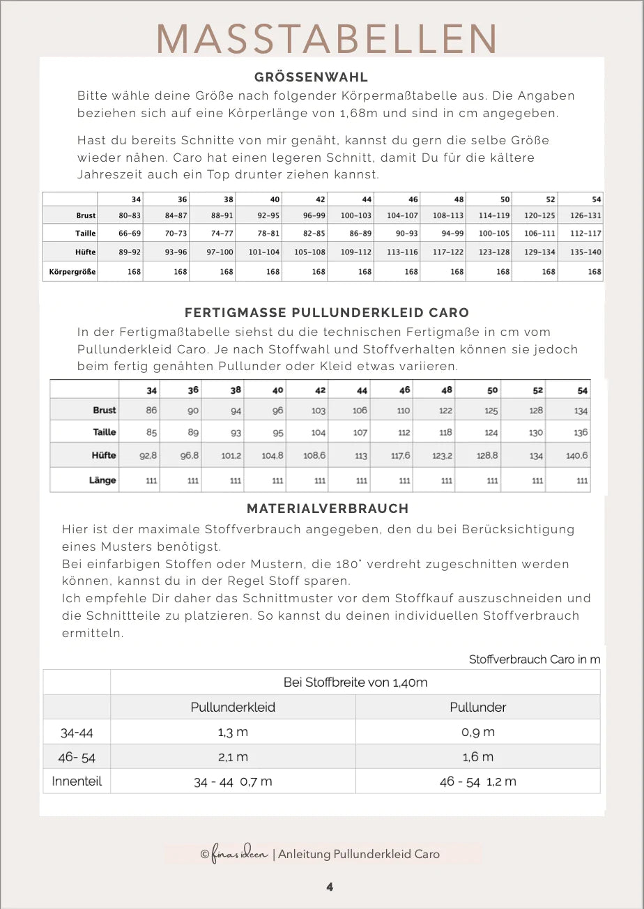 Caro - Pullunder Kleid (Papierschnittmuster) - FinasIdeen