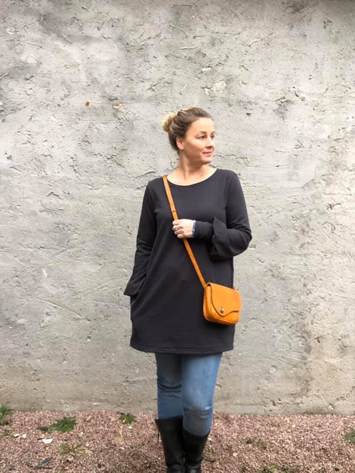 Ella - Kleid oder Pullover mit Ballonärmeln (Papierschnittmuster) - FinasIdeen-Schnittmuster