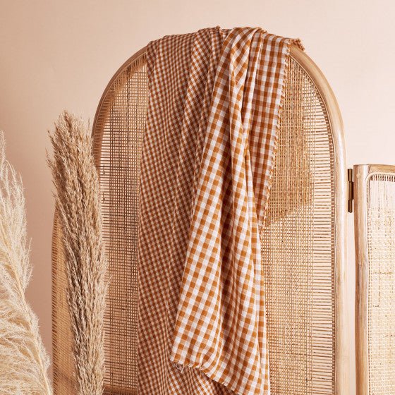 Gingham Double Gauze off-white-ochre