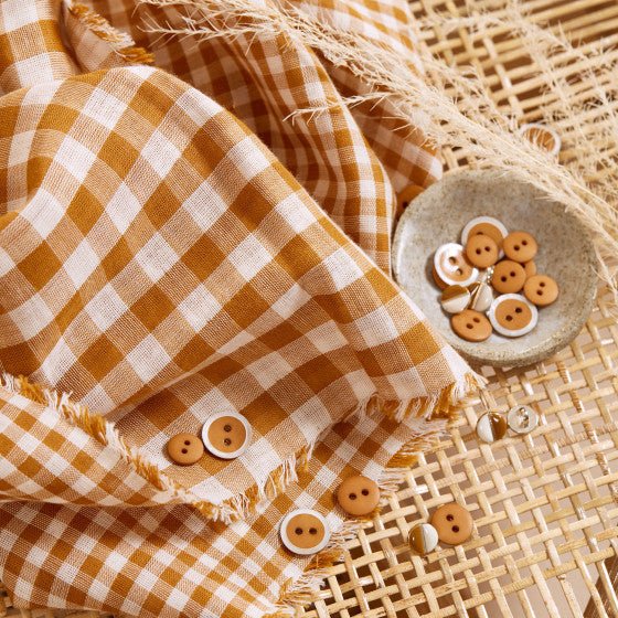 Gingham Double Gauze off-white-ochre