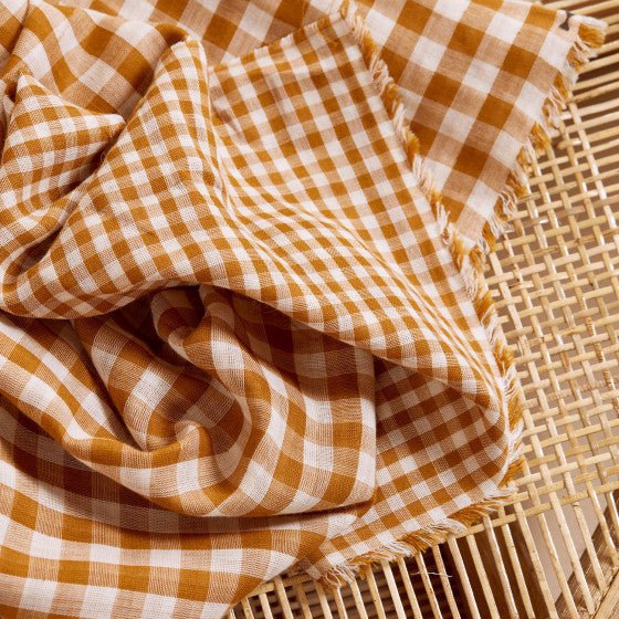 Gingham Double Gauze off-white-ochre