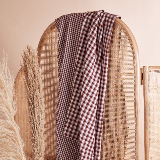 Gingham Double Gauze off-white-rust