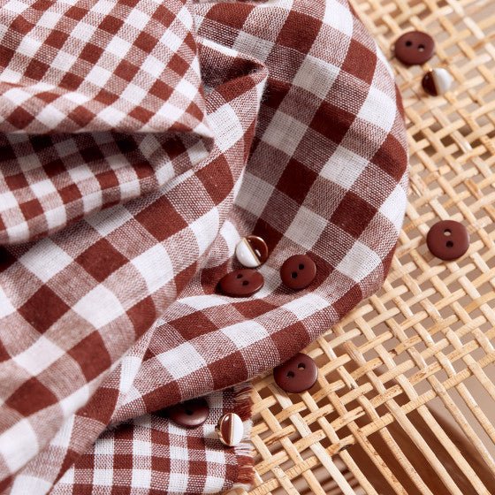 Gingham Double Gauze off-white-rust