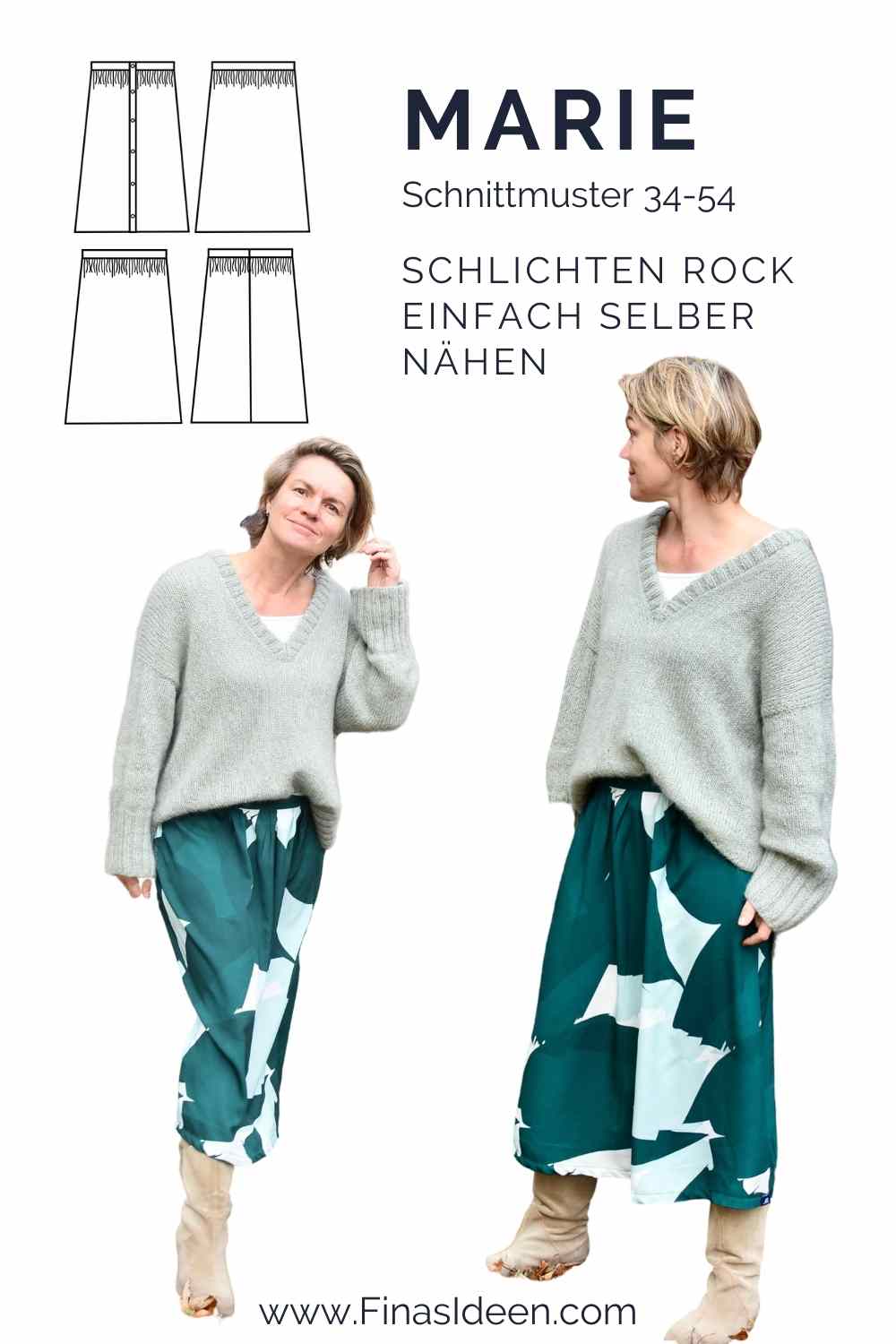 Marie - geraffter Rock (Papierschnittmuster) - FinasIdeen