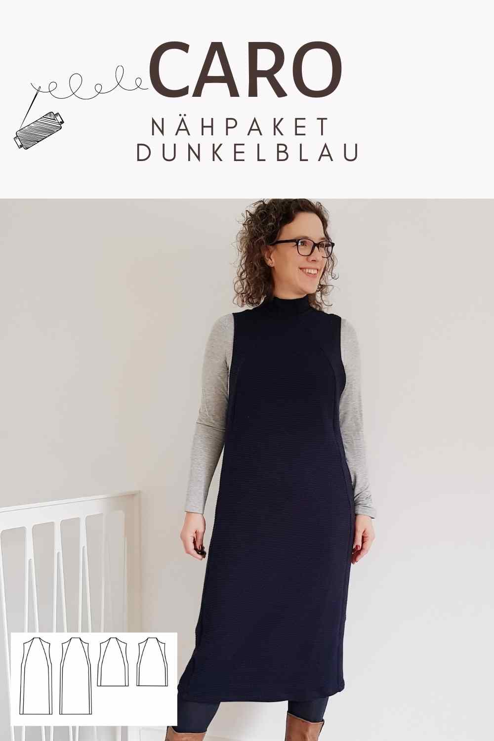Nähpaket Pullunder- Kleid Caro in dunkelblau - FinasIdeen
